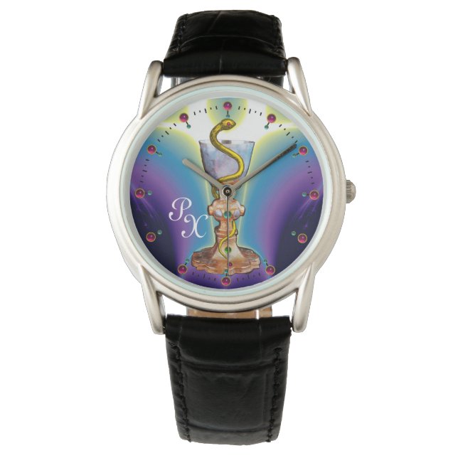 BOWL OF HYGEIA MONOGRAM Medicine, Pharmacy Watch (Front)