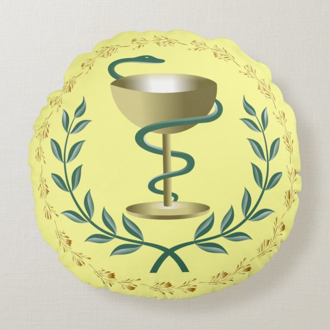 Bowl Of  Hygieia~Pharmacy~Apothecary~Dispensary~ Round Pillow (Front)