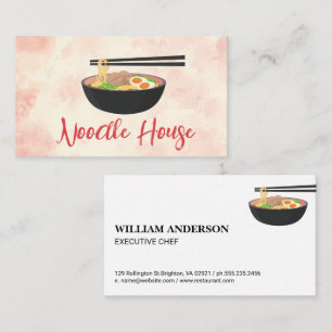 Bowl of Noodles and Chopsticks   Restaurant Business Card