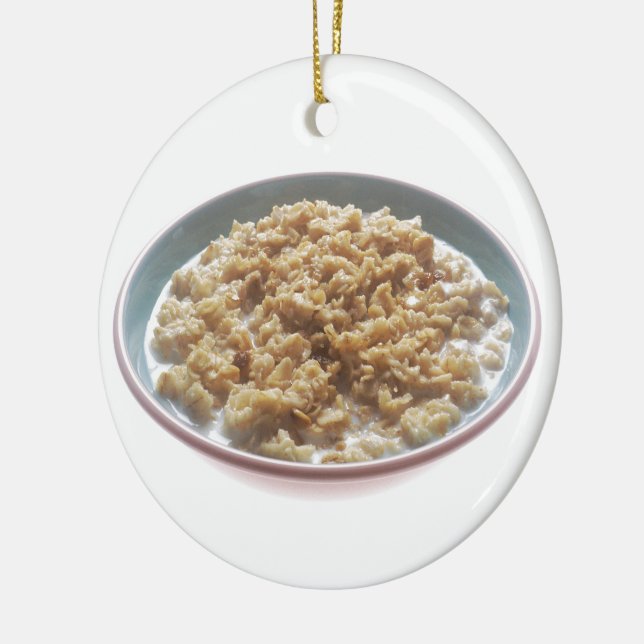 Bowl of Oatmeal Ceramic Ornament (Left)