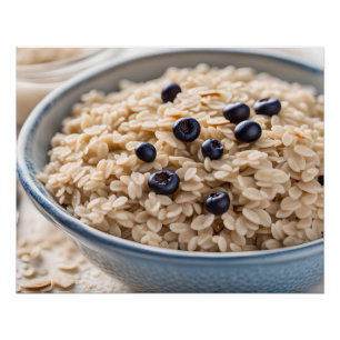 Bowl of Oatmeal with Blueberries Poster