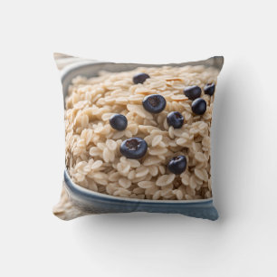 Bowl of Oatmeal with Blueberries Throw Pillow