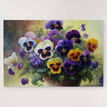 Bowl of Pansies Jigsaw Puzzle