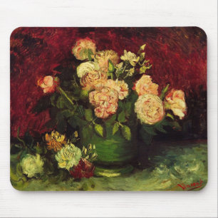 Bowl of Peonies and Rose,Vincent van Gogh Mouse Pad