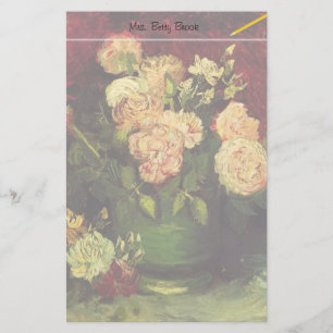 Bowl of Peonies and Rose,Vincent van Gogh. Stationery