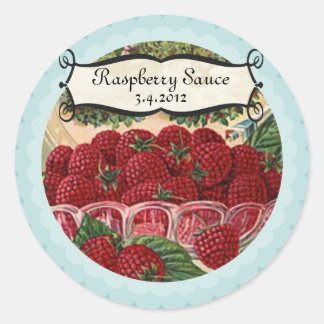 Bowl of raspberries fruit jam jelly canning label