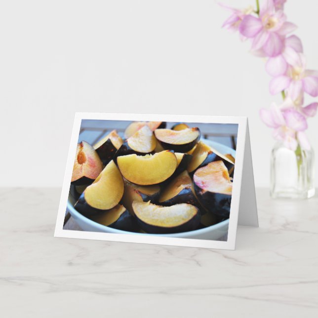 Bowl of Sliced Plum Fruit Card (Orchid)