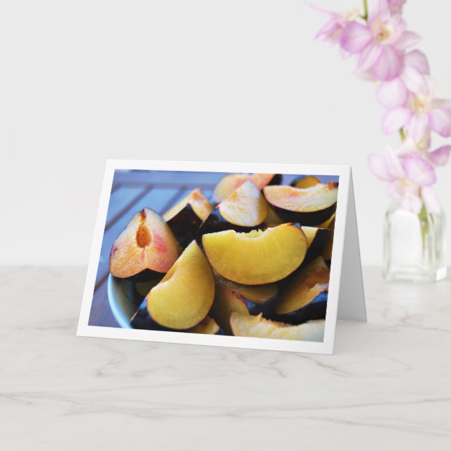 Bowl of Sliced Plum Fruit Card (Orchid)