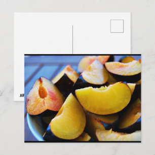 Bowl of Sliced Plum Fruit Postcard