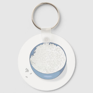 bowl of white rice keychain