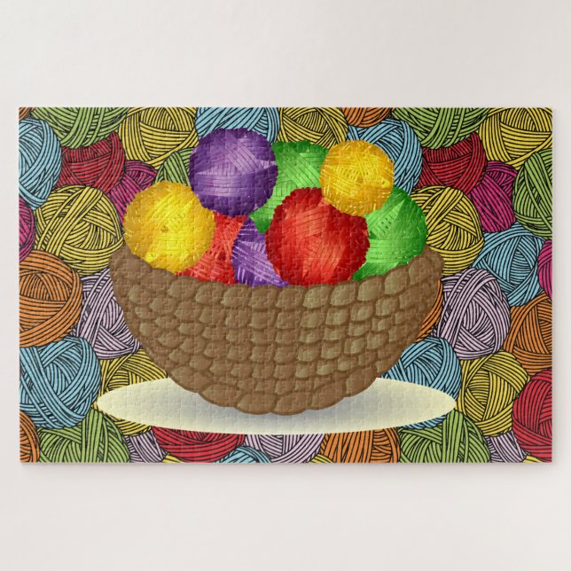 Bowl Of Yarn Jigsaw Puzzle (Horizontal)