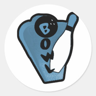 Bowl Pin Retro Bowling Ad Logo Blue Classic Round Sticker