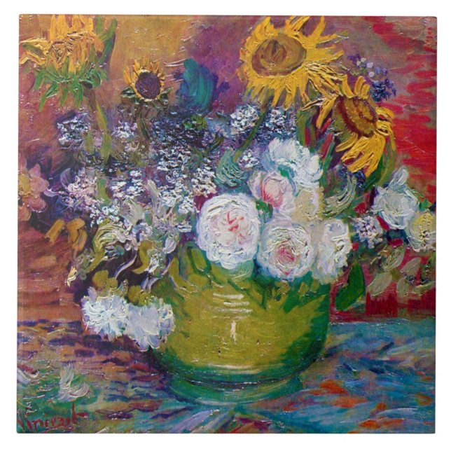 Bowl with Flowers, Van Gogh Tile (Front)