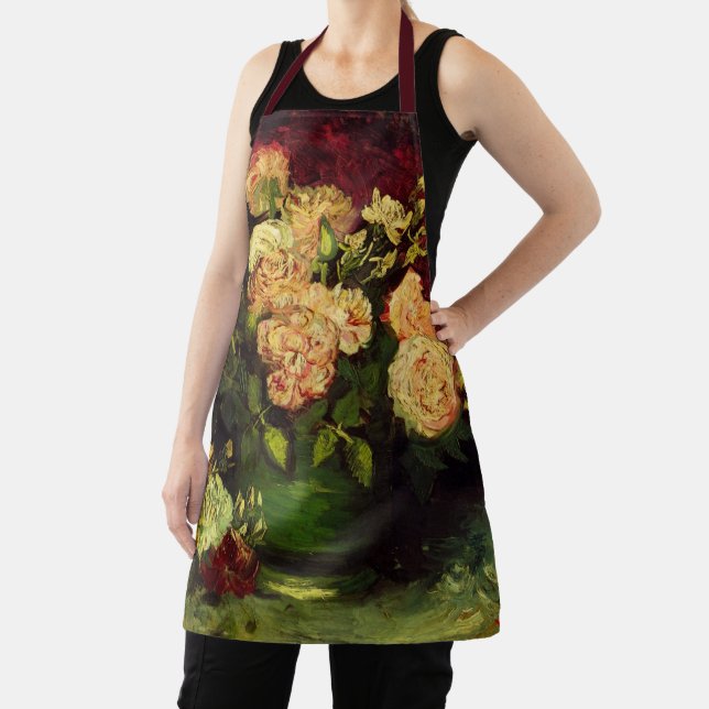 Bowl with Peonies and Roses by Vincent van Gogh Apron (Insitu)