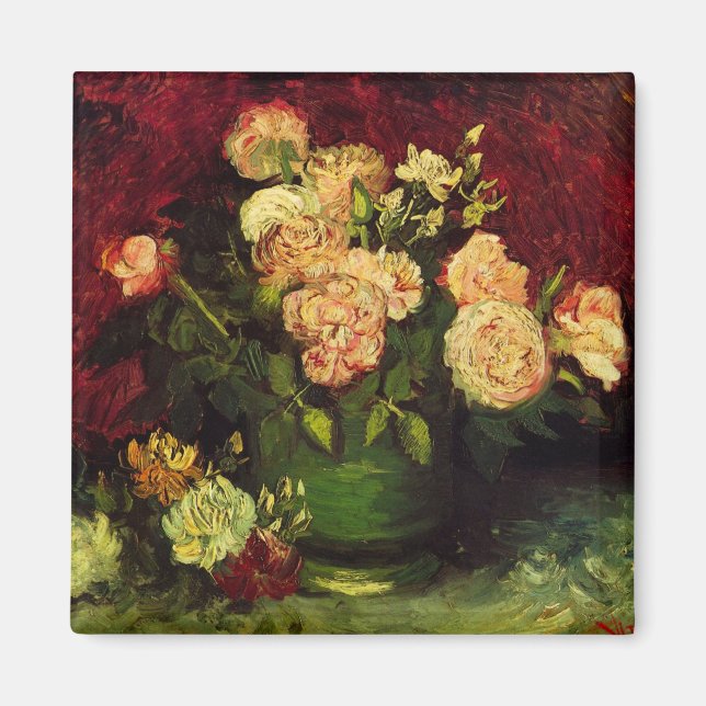 Bowl with Peonies and Roses by Vincent van Gogh Magnet (Front)