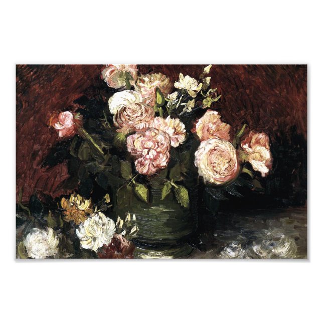 Bowl with Peonies and Roses - Gogh Photo Print (Front)