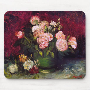 Bowl with Peonies & Roses Van Gogh Fine Art Mouse Pad