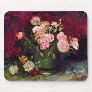 Bowl with Peonies & Roses Van Gogh Fine Art Mouse Pad