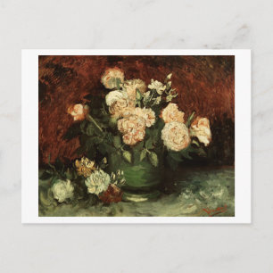 Bowl with Peonies & Roses Van Gogh Fine Art Postcard