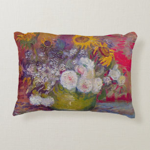 Bowl with Sunflowers and Roses by Vincent van Gogh Decorative Pillow