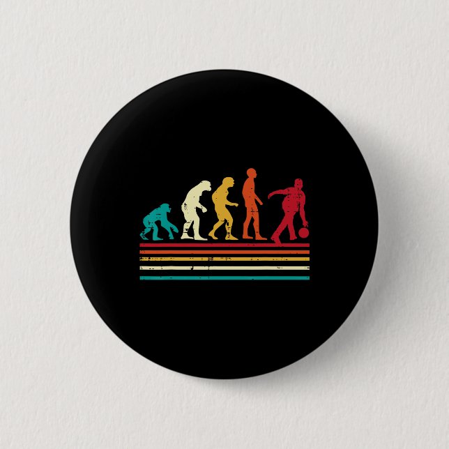 Bowler Evolution Retro Bowling Team Men Women Kids 2 Inch Round Button (Front)