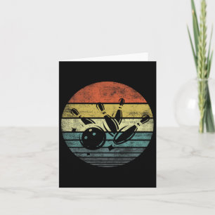 Bowler Gifts Retro Sunset Bowling Byll Silhouette Card