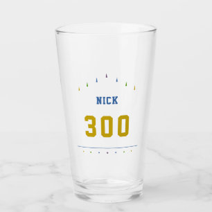 Bowler Name & Bowling Score Colourful Personalized Glass