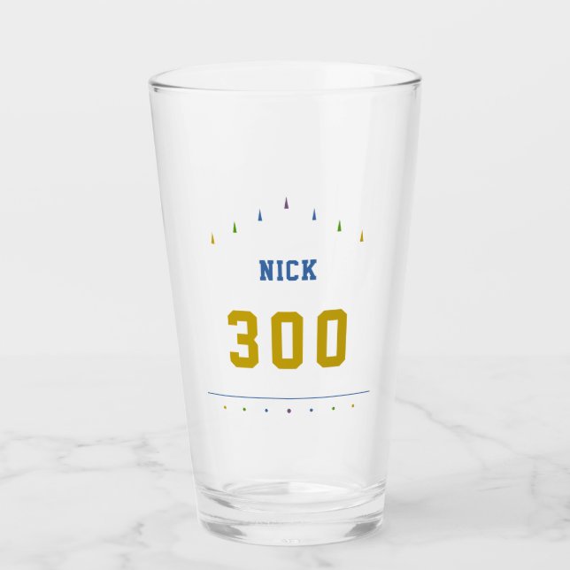 Bowler Name & Bowling Score Colourful Personalized Glass (Front)
