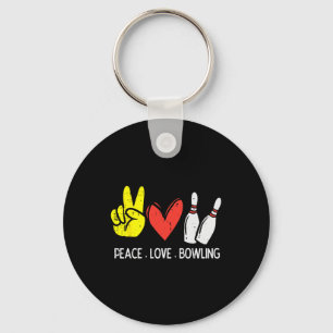 Bowler Peace Love Bowling Men Women Kids Toddler B Keychain