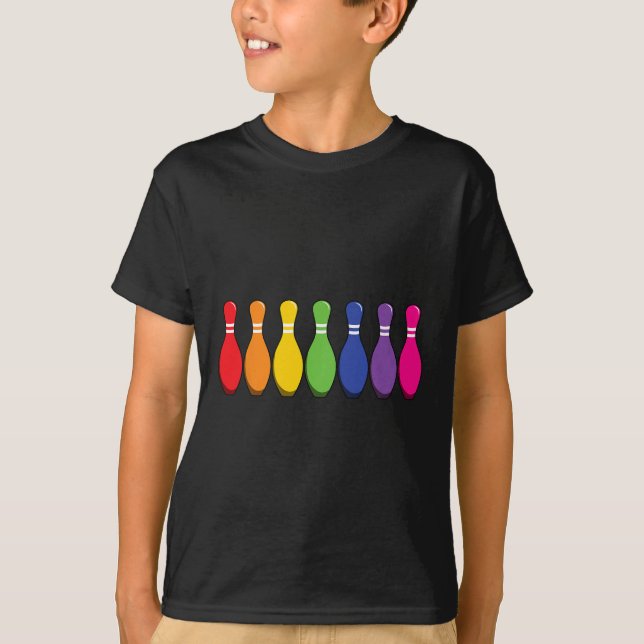Bowler Pins Bowling Rainbow Lgbt Pride  T-Shirt (Front)