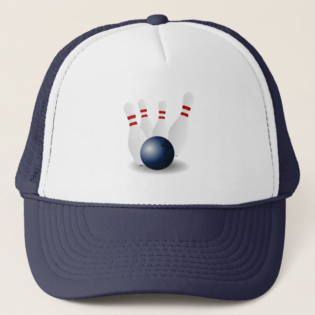 bowling-155946 bowling skittles ninepins tenpins p trucker hat (Front)