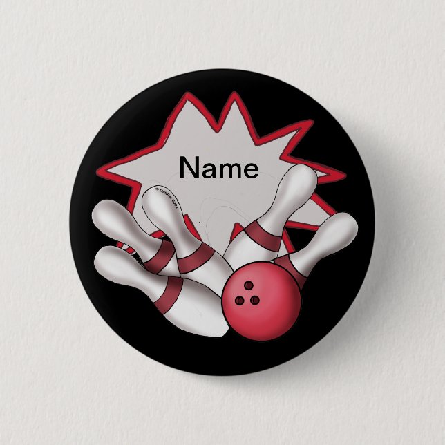 Bowling  2 inch round button (Front)