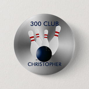 Bowling 300 Club Personalized 2 Inch Round Button