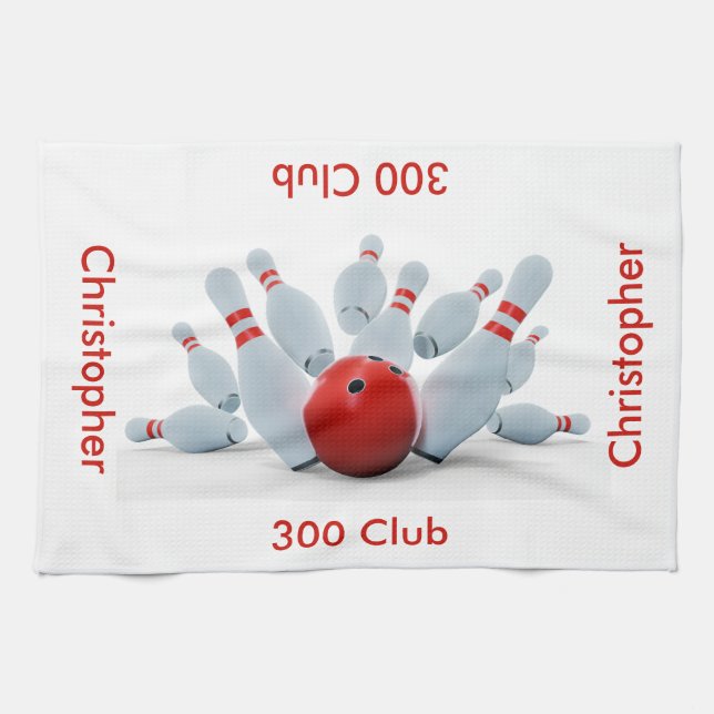 Bowling 300 Club Personalized Kitchen Towel (Horizontal)