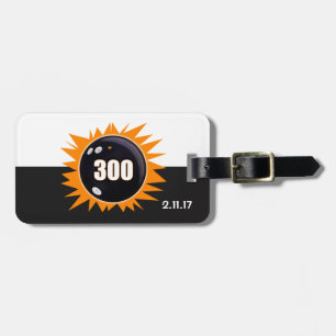 Bowling 300 Game Orange Glow Luggage Tag