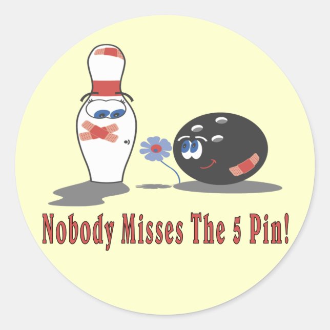 Bowling 5 Pin Classic Round Sticker (Front)