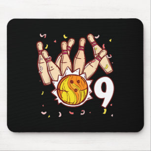 Bowling 9th Birthday Bowling Theme 9 Year Old Funn Mouse Pad