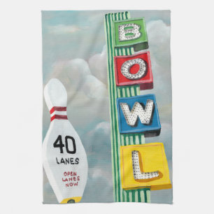 Bowling Alley Artwork Kitchen Towel