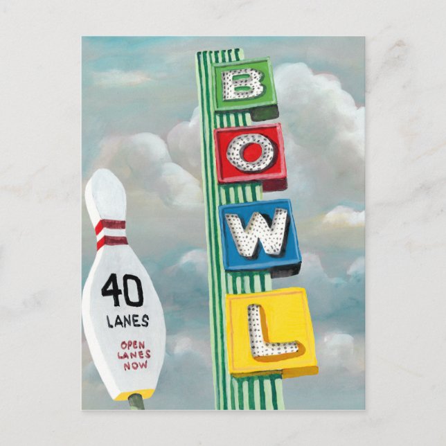 Bowling Alley Artwork Postcard (Front)