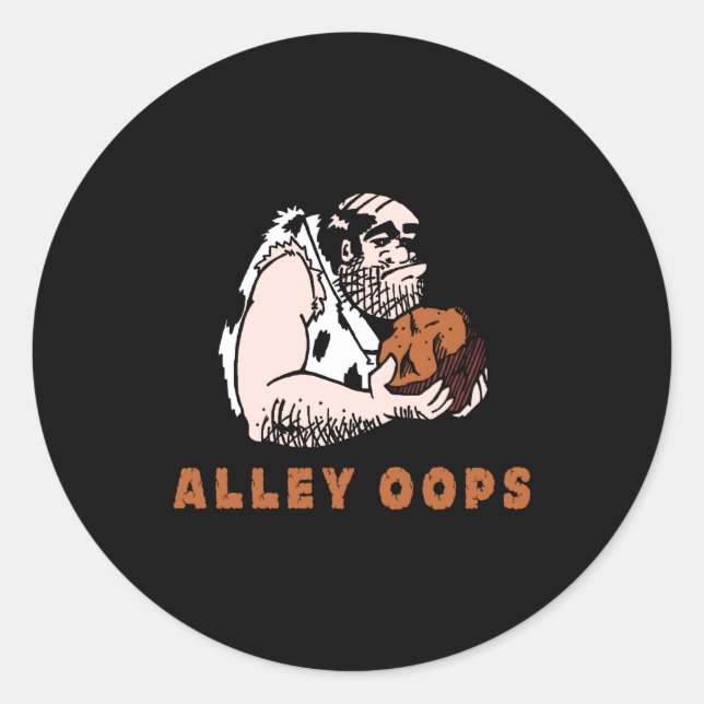 Bowling Alley Oops Caveman  Classic Round Sticker (Front)