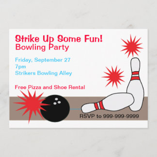 Bowling Alley Party Customizable Invitation