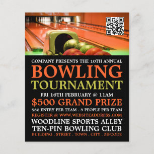Bowling Alley Scene, Ten-Pin Bowling Tournament Flyer