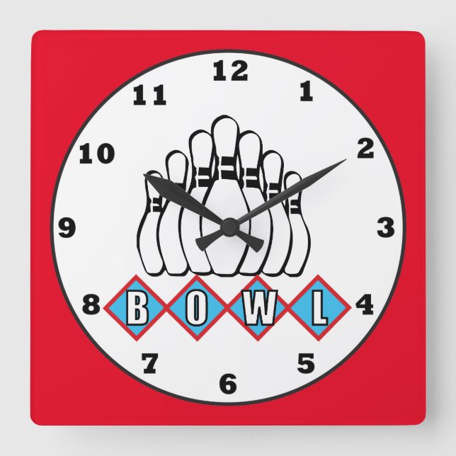 Bowling alley sports pins wall clock (Front)
