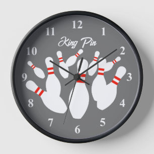 Bowling alley strike wall clock with custom text