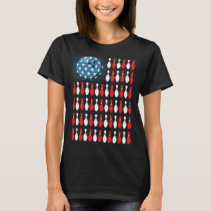 Bowling America Flag  Bowling Players &  Costume T-Shirt