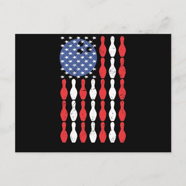 Bowling America USA flag ball bowling bowler Postcard (Front)