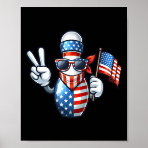 Bowling American Usa Flag Sungles 4th Of July Bowl Poster