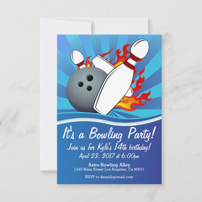 Bowling Anniversaire Fête Invitation (Devant)