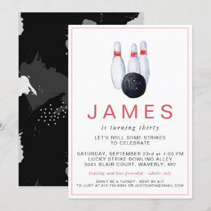 Bowling Anniversaire Fête Invitation