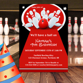 Bowling Anniversaire Fête Invitation